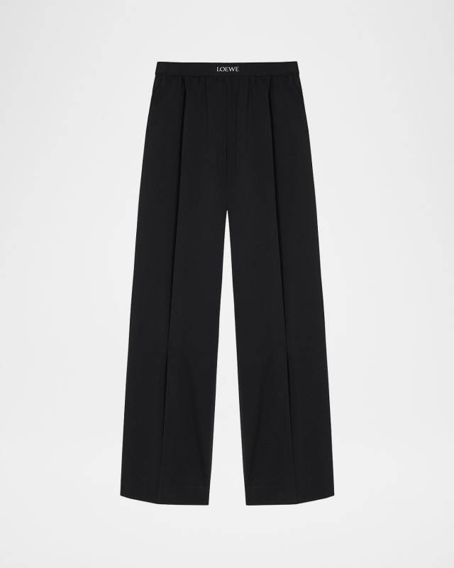 Logo Waistband Wide-Leg Trousers